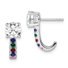 14k White Gold 2 carat Lab Grown Diamond VS/SI+ G+ and Multi Gemstone Complete Earrings