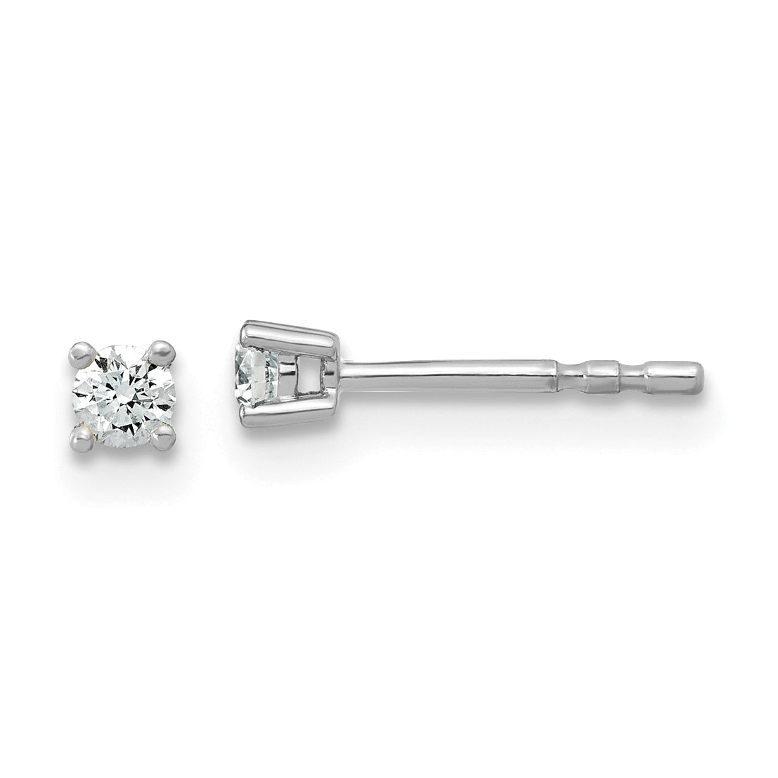 18k White Gold 1/10 carat Lab Grown Diamond VS+ F+ Round Complete Four Prong Stud Earrings