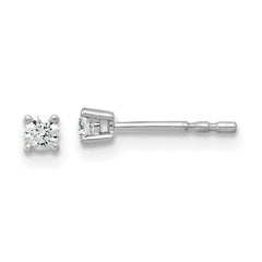 18k White Gold 1/10 carat Lab Grown Diamond VS+ F+ Round Complete Four Prong Stud Earrings