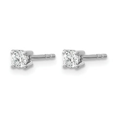 14k White Gold 1/10 carat Lab Grown Diamond VS+ F+ Round Complete Four Prong Stud Earrings
