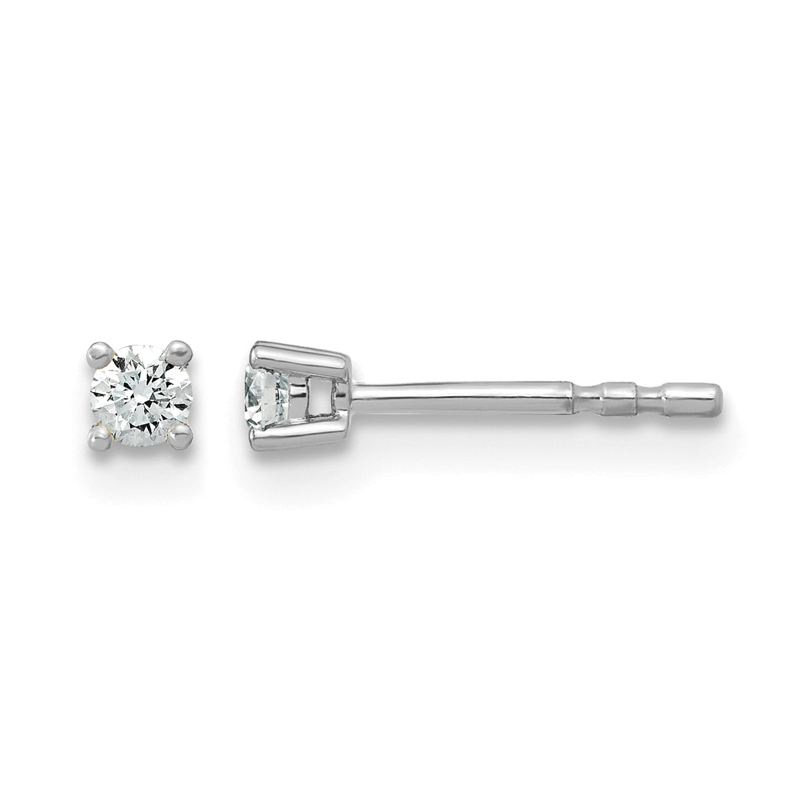 14k White Gold 1/10 carat Lab Grown Diamond VS+ F+ Round Complete Four Prong Stud Earrings
