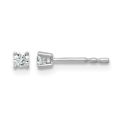 14k White Gold 1/10 carat Lab Grown Diamond VS+ F+ Round Complete Four Prong Stud Earrings