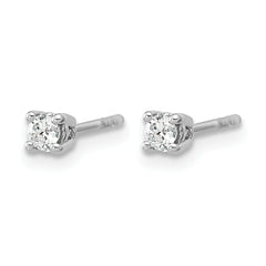 14k White Gold 1/6 carat Lab Grown Diamond VS+ F+ Round Complete Four Prong Heavyweight Stud Earrings