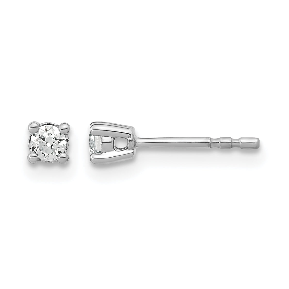 14k White Gold 1/6 carat Lab Grown Diamond VS+ F+ Round Complete Four Prong Heavyweight Stud Earrings