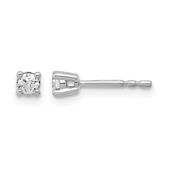 14k White Gold 1/6 carat Lab Grown Diamond VS+ F+ Round Complete Four Prong Heavyweight Stud Earrings