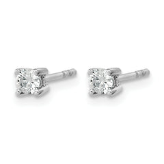 14k White Gold 1/5 carat Lab Grown Diamond VS/SI+ G+ Round Complete Four Prong Heavyweight Stud Earrings