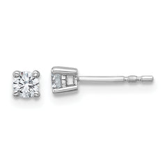 Sterling Silver Round Diamond Stud Earrings – 1/4 CTW, F+ Color, VS+ Clarity, Basket Setting