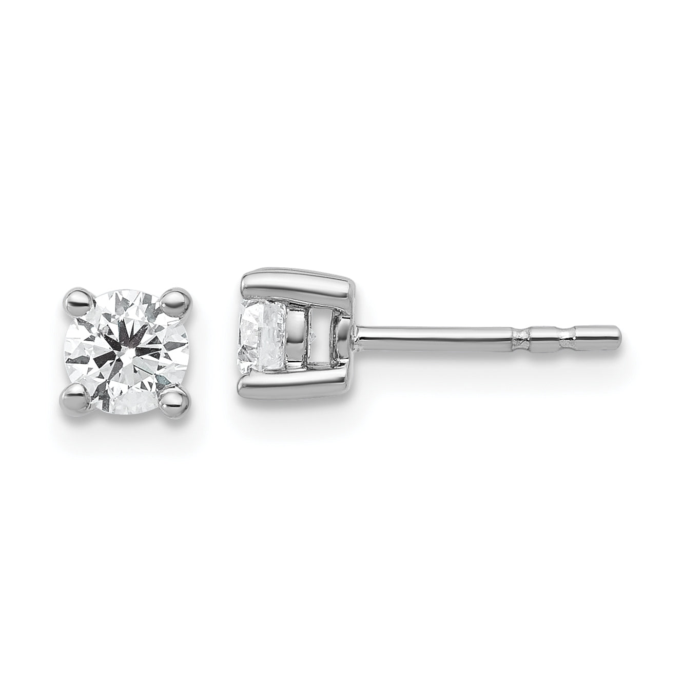18k White Gold 1/2 carat Certified Lab Grown Diamond VS+ F+ Round Complete Four Prong Stud Earrings