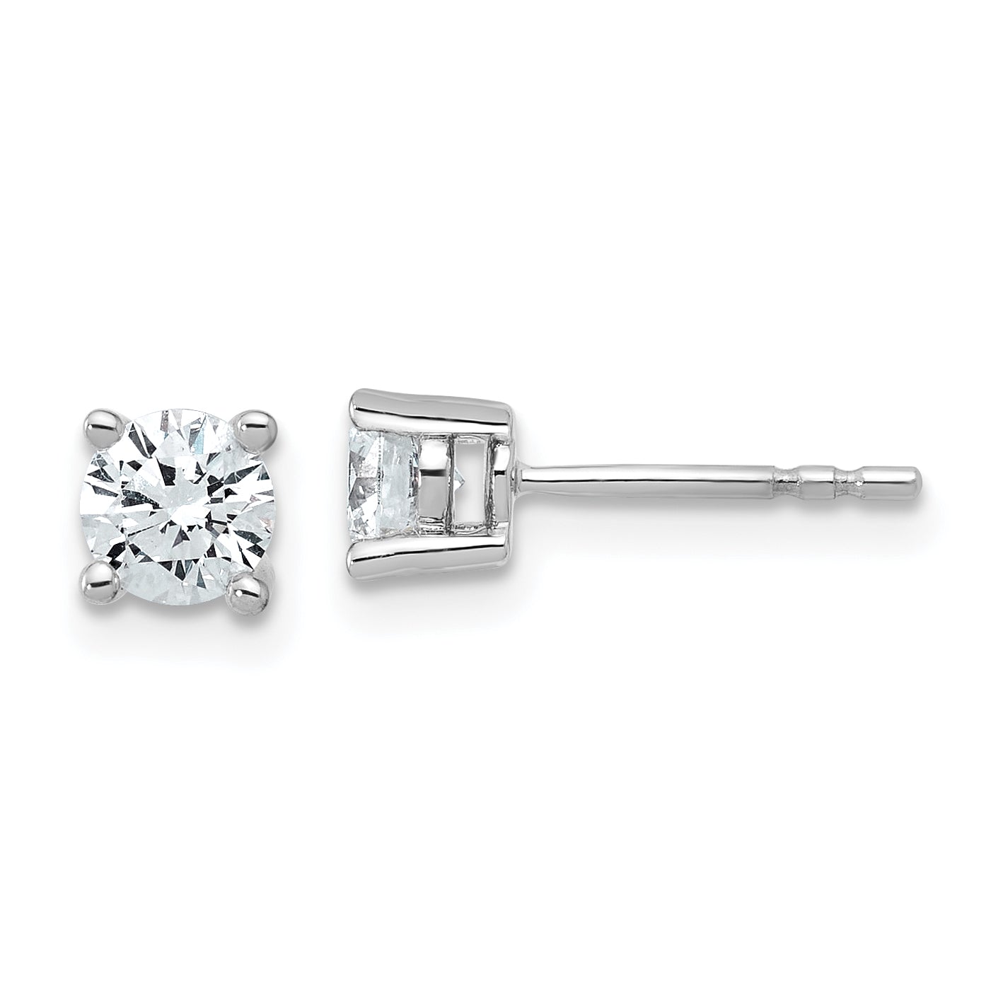 Platinum 3/4 carat Certified Lab Grown Diamond VS+ F+ Round Complete Four Prong Stud Earrings