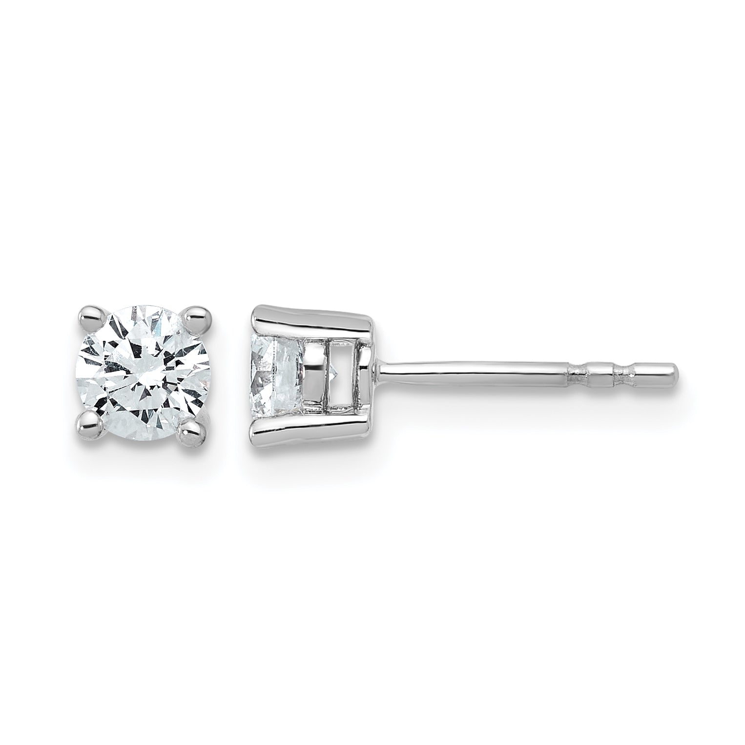 14k White Gold 3/4 carat Certified Lab Grown Diamond VS/SI+ G+ Round Complete Four Prong Heavyweight Stud Earrings