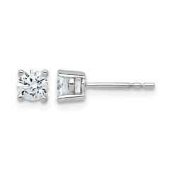 14k White Gold 3/4 carat Certified Lab Grown Diamond VS/SI+ G+ Round Complete Four Prong Heavyweight Stud Earrings