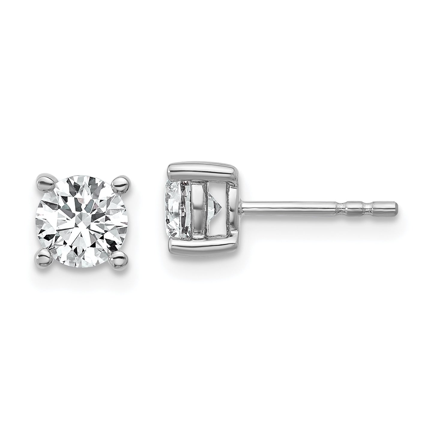 10K White Gold 1 ct Certified Lab-Created Diamond VS+ F+, 4-Prong Stud Earrings