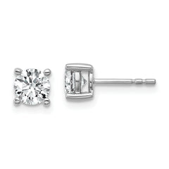 10K White Gold 1 ct Certified Lab-Created Diamond VS+ F+, 4-Prong Stud Earrings