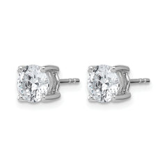 14k White Gold 2 carat Lab Grown Diamond VS/SI+ G+ Round Complete Four Prong Heavyweight Stud Earrings