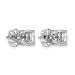 14k White Gold 2 carat Lab Grown Diamond VS/SI+ G+ Round Complete Four Prong Heavyweight Stud Earrings