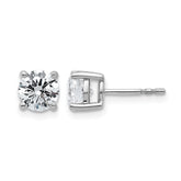 14k White Gold 2 carat Lab Grown Diamond VS/SI+ G+ Round Complete Four Prong Heavyweight Stud Earrings