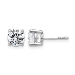 14k White Gold 2 carat Lab Grown Diamond VS/SI+ G+ Round Complete Four Prong Heavyweight Stud Earrings