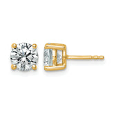 14K Yellow Gold 2 1/2 ct Lab-Created Diamond VS+ F+, 4-Prong Stud Earrings