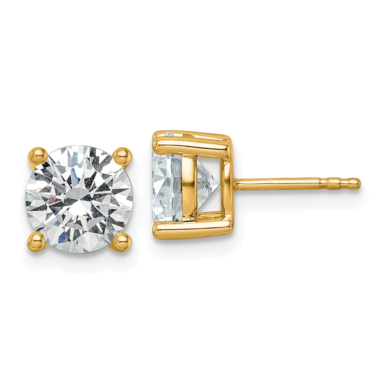 18k 3 carat Lab Grown Diamond VS+ F+ Round Complete Four Prong Stud Earrings