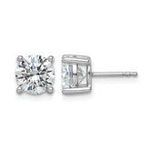 14k White Gold 3 carat Lab Grown Diamond VS+ F+ Round Complete Four Prong Heavyweight Stud Earrings