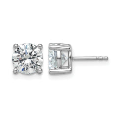 14k White Gold 3 carat Lab Grown Diamond VS+ F+ Round Complete Four Prong Heavyweight Stud Earrings