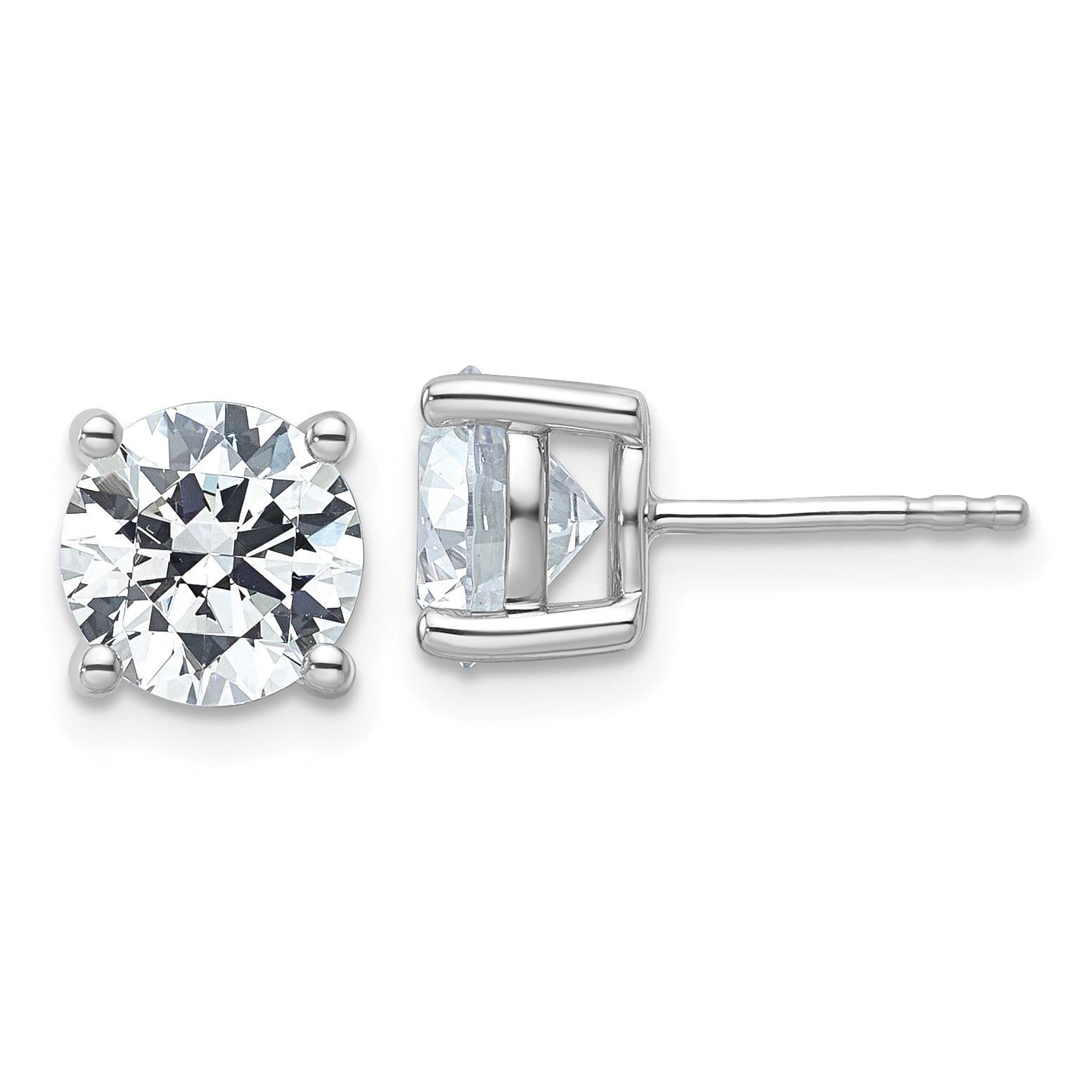 10k White Gold 4 carat Certified Lab Grown Diamond VS/SI+ G+ Round Complete Four Prong Stud Earrings