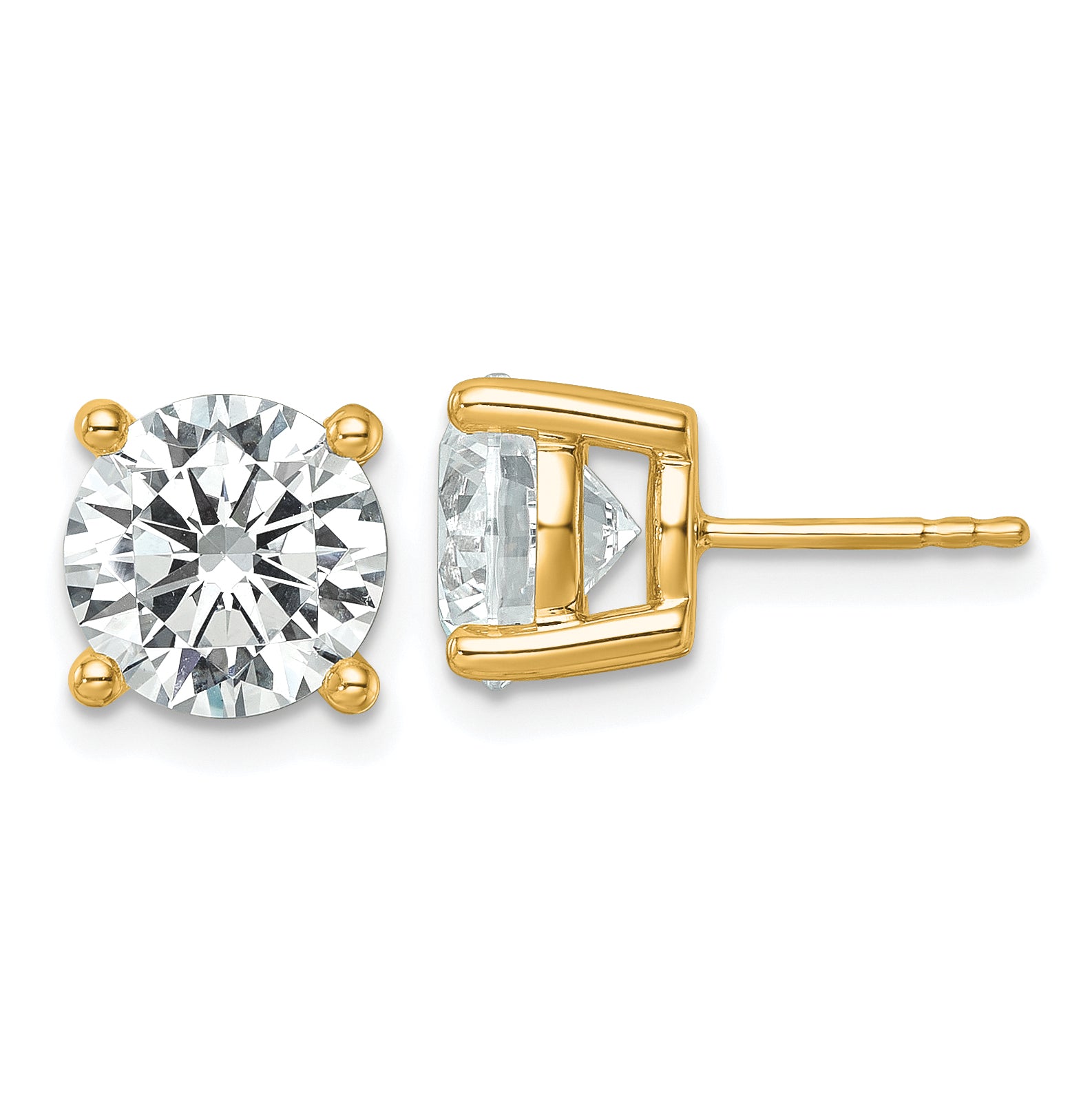 18k 6 carat Certified Lab Grown Diamond VS+ F+ Round Complete Four Prong Stud Earrings