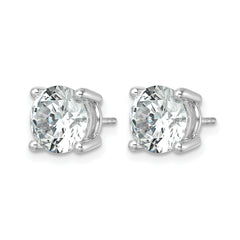 14k White Gold 6 carat Lab Grown Diamond VS+ F+ Round Complete Four Prong Heavyweight Stud Earrings