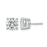 14k White Gold 6 carat Lab Grown Diamond VS+ F+ Round Complete Four Prong Heavyweight Stud Earrings