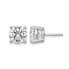 14k White Gold 6 carat Lab Grown Diamond VS+ F+ Round Complete Four Prong Heavyweight Stud Earrings