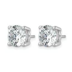14k White Gold 7 carat Lab Grown Diamond VS/SI+ G+ Round Complete Four Prong Heavyweight Stud Earrings