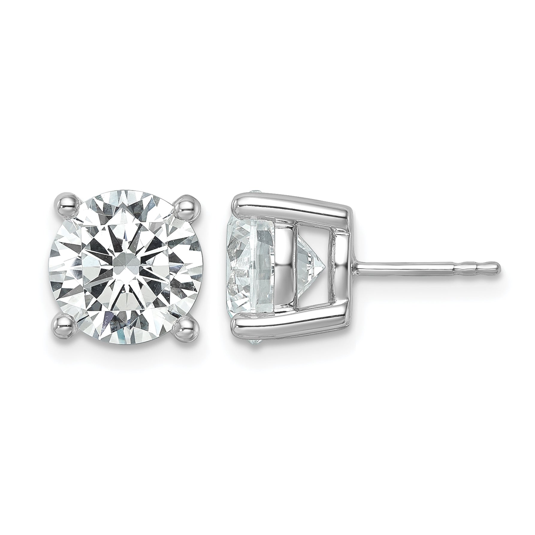 14k White Gold 7 carat Lab Grown Diamond VS/SI+ G+ Round Complete Four Prong Heavyweight Stud Earrings