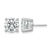14k White Gold 7 carat Lab Grown Diamond VS/SI+ G+ Round Complete Four Prong Heavyweight Stud Earrings