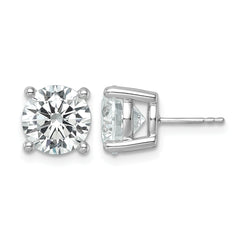 14k White Gold 7 carat Lab Grown Diamond VS/SI+ G+ Round Complete Four Prong Heavyweight Stud Earrings