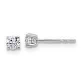 10k White Gold 1/4 carat Lab Grown Diamond VS+ F+ Round Complete Four Prong Stud Earrings