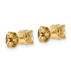 14k 1 carat Lab Grown Diamond VS+ F+ Round Complete Four Prong Lightweight Stud Earrings