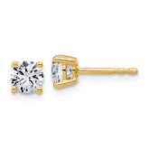 14k 1 carat Lab Grown Diamond VS+ F+ Round Complete Four Prong Lightweight Stud Earrings