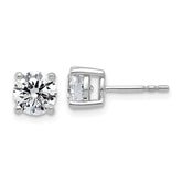 10k White Gold 2 carat Lab Grown Diamond VS/SI+ G+ Round Complete Four Prong Stud Earrings