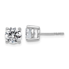 10k White Gold 2 carat Lab Grown Diamond VS/SI+ G+ Round Complete Four Prong Stud Earrings