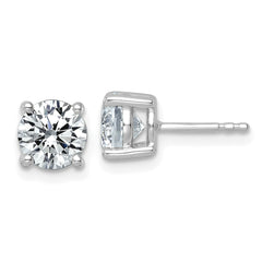 10k White Gold 2 1/2 carat Lab Grown Diamond VS+ F+ Round Complete Four Prong Stud Earrings