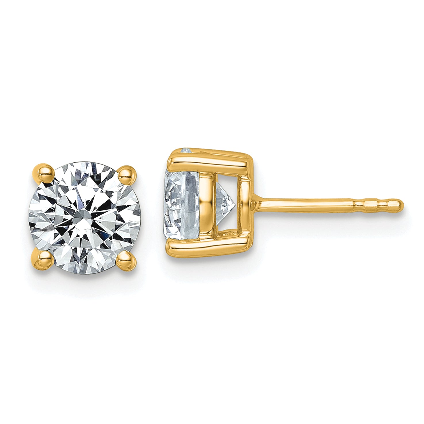 14k 2 1/2 carat Lab Grown Diamond VS+ F+ Round Complete Four Prong Lightweight Stud Earrings