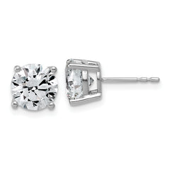 14k White Gold 4 carat Lab Grown Diamond VS/SI+ G+ Round Complete Four Prong Lightweight Stud Earrings
