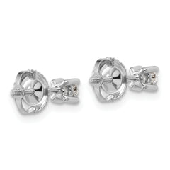 18k White Gold 1/4 carat Certified Lab Grown Diamond VS+ F+ Round Complete Four Prong Screwback Stud Earrings