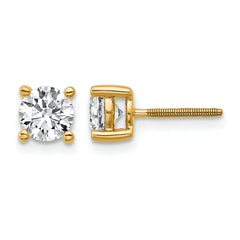 14k 1 carat Lab Grown Diamond VS/SI+ G+ Round Complete Four Prong Screwback Heavyweight Stud Earrings