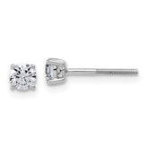14k White Gold 1/2 carat Lab Grown Diamond VS/SI+ G+ Round Complete Four Prong Lightweight Stud Earrings