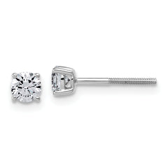 14k White Gold 1/2 carat Lab Grown Diamond VS/SI+ G+ Round Complete Four Prong Lightweight Stud Earrings