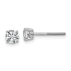 14k White Gold 5/8 carat Lab Grown Diamond VS+ F+ Round Complete Four Prong Lightweight Screwback Stud Earrings