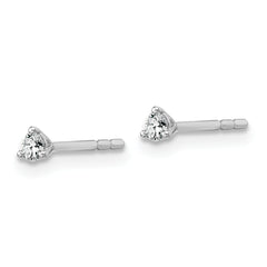 18k White Gold 1/10 carat Lab Grown Diamond VS+ F+ Round Complete Three Prong Stud Earrings