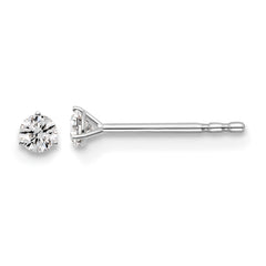 18k White Gold 1/10 carat Lab Grown Diamond VS+ F+ Round Complete Three Prong Stud Earrings