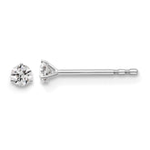 Platinum 1/10 carat Lab Grown Diamond VS+ F+ Round Complete Three Prong Stud Earrings